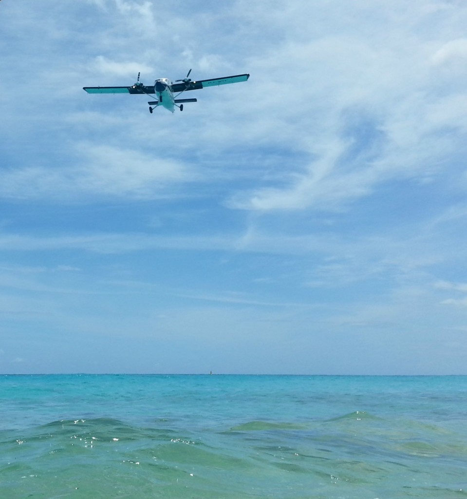 Plane landing at Maho Beach in St. Maarten