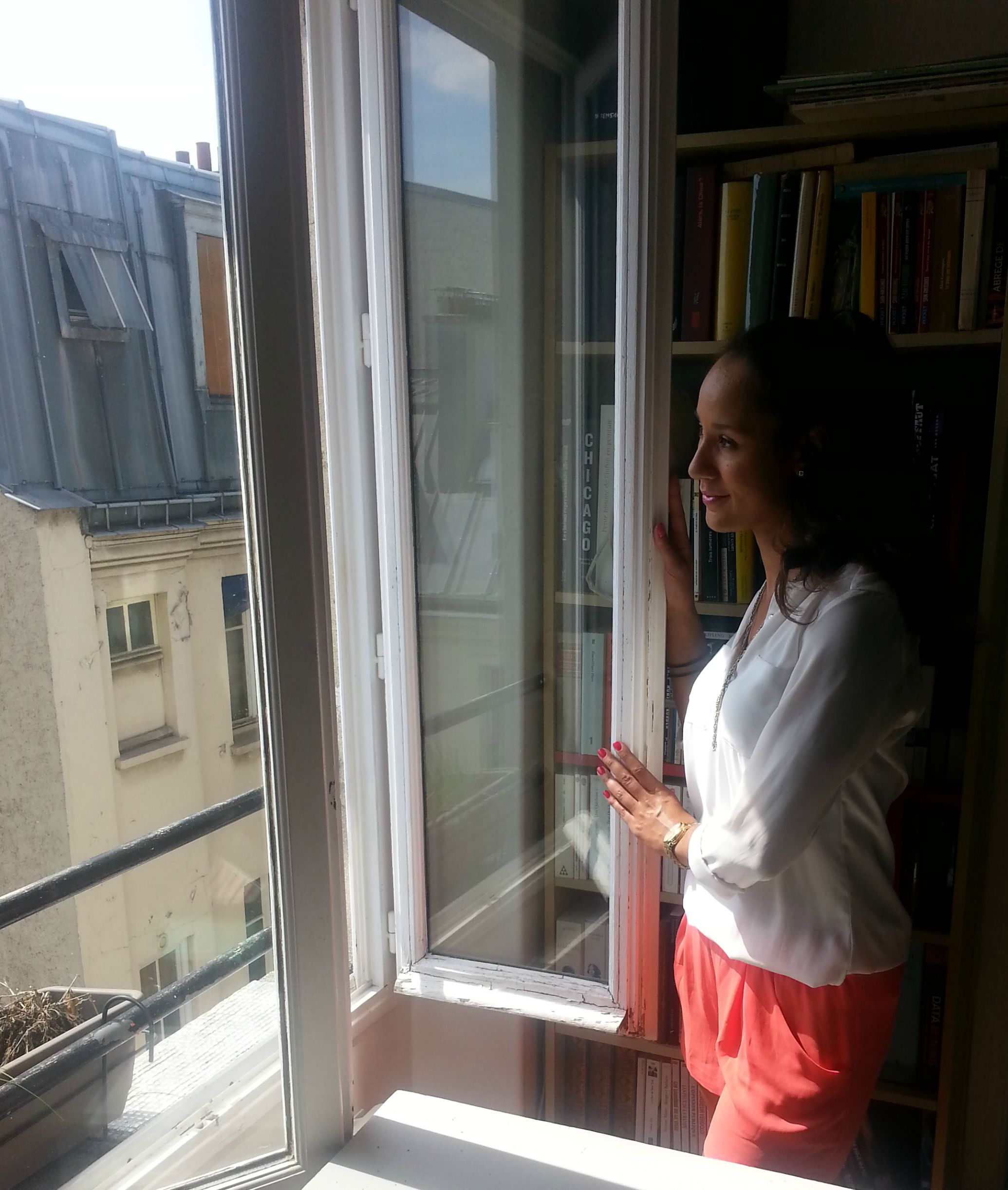 Looking out the apartment window in Paris France