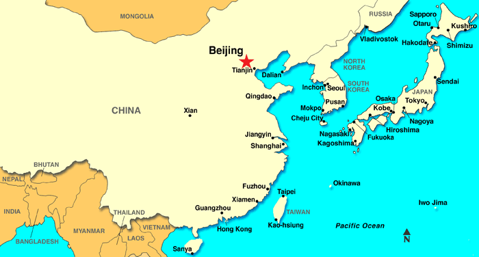 Map of Beijing and Tianjin, China