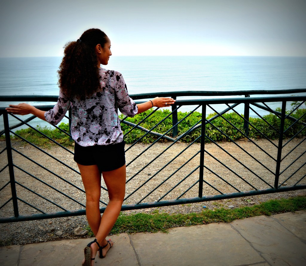 Looking out over the Pacific Ocean on the boardwalk in Lima, Peru