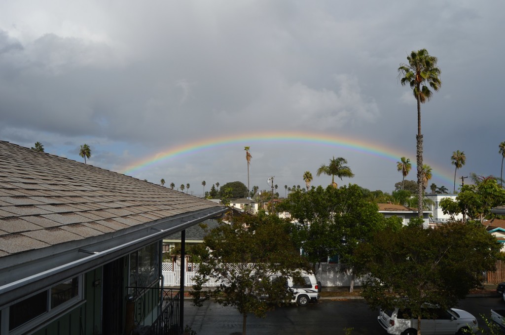 Rainbow emerging after the storm in San Diego