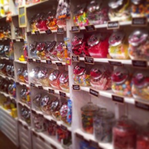 Wall of candy at Handsome Dan's in NYC