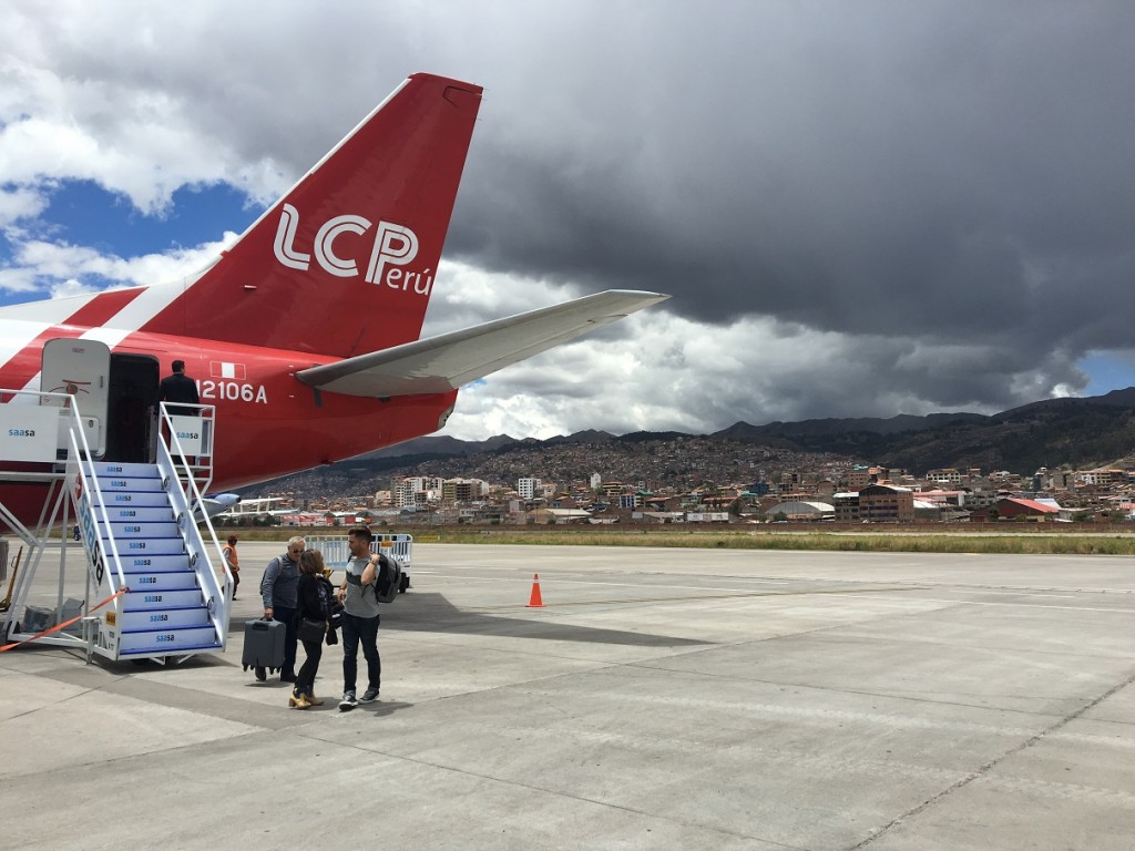 Stepping off the plane in Cusco, Peru