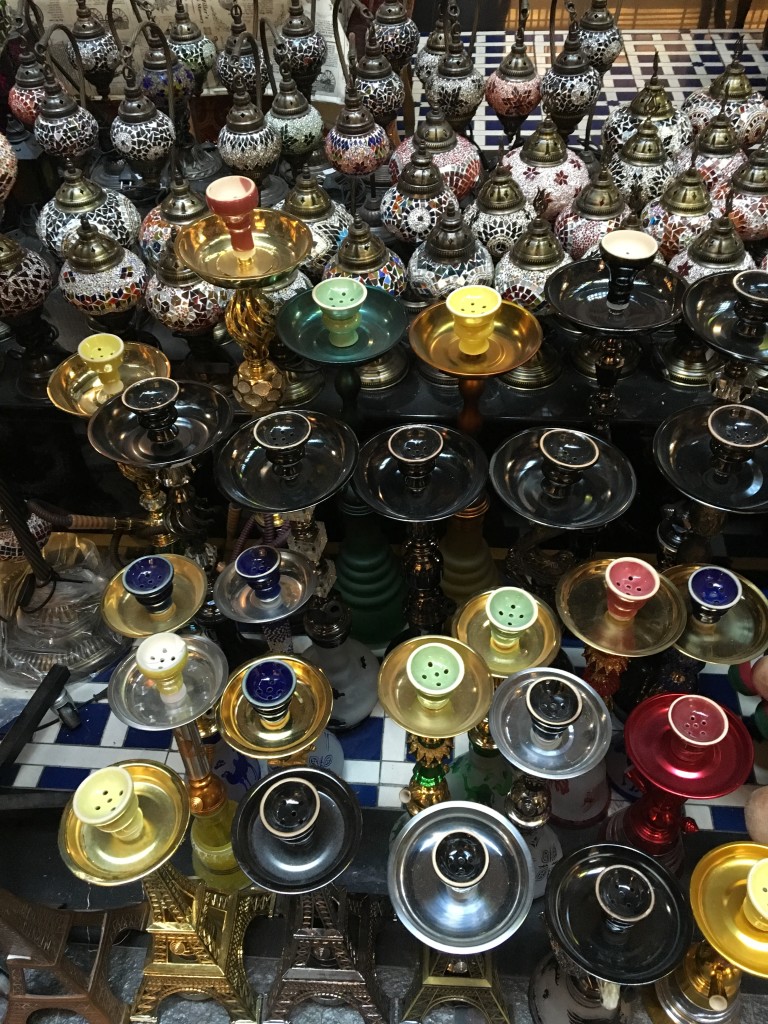 Colorful hookah pipes at the Souk Central Market in Abu Dhabi