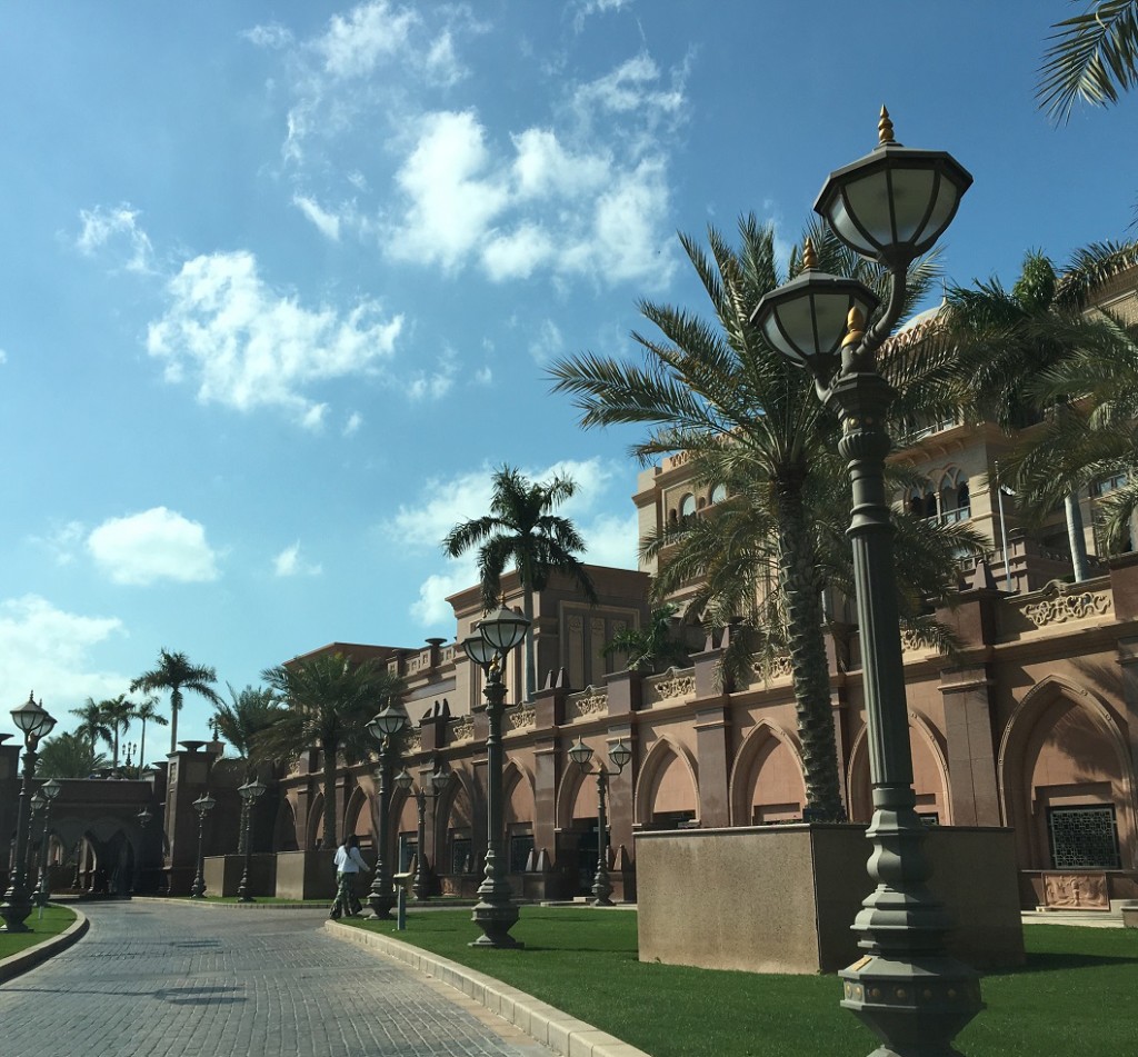 Entering the grounds of the Emirates Palace Hotel