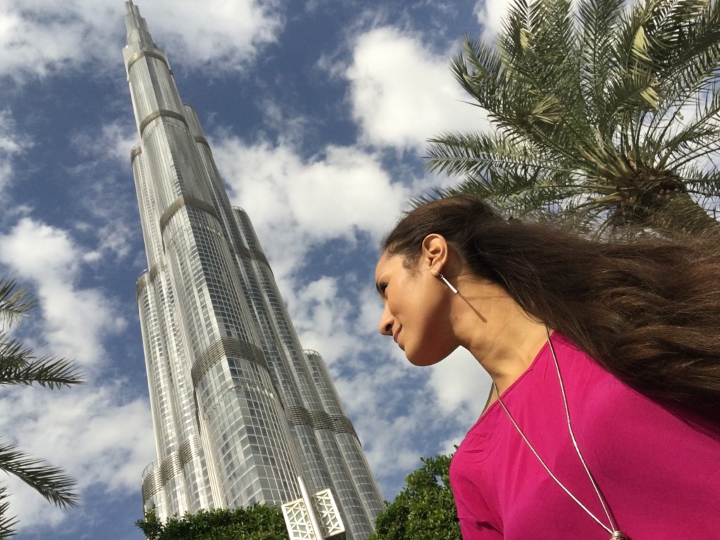 Gazing up at the Burj Khalifa in Dubai