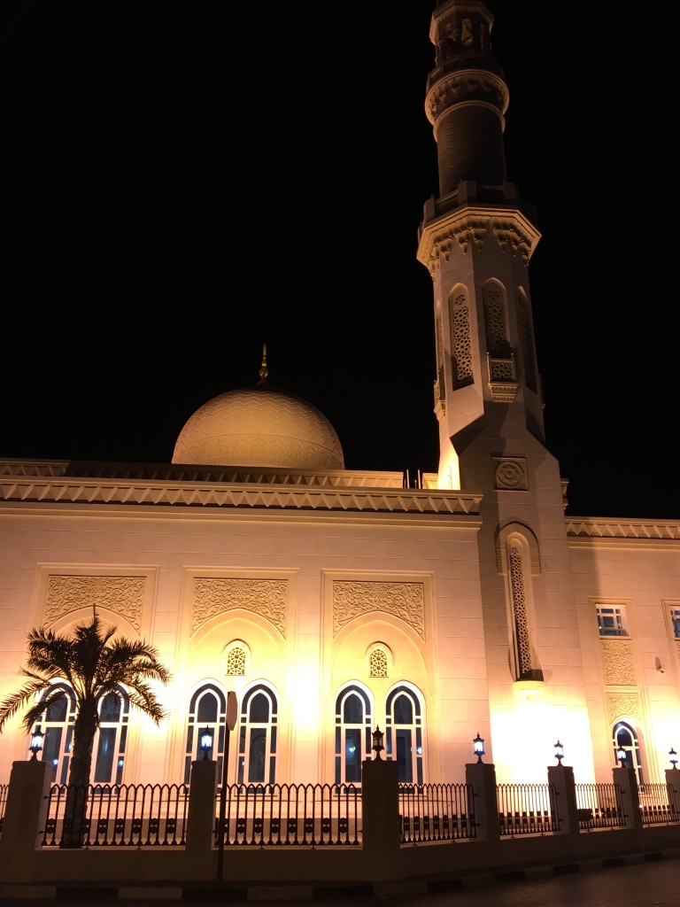 Masjid Musabah Bin Rashid Al Fattan Mosque in Dubai at night