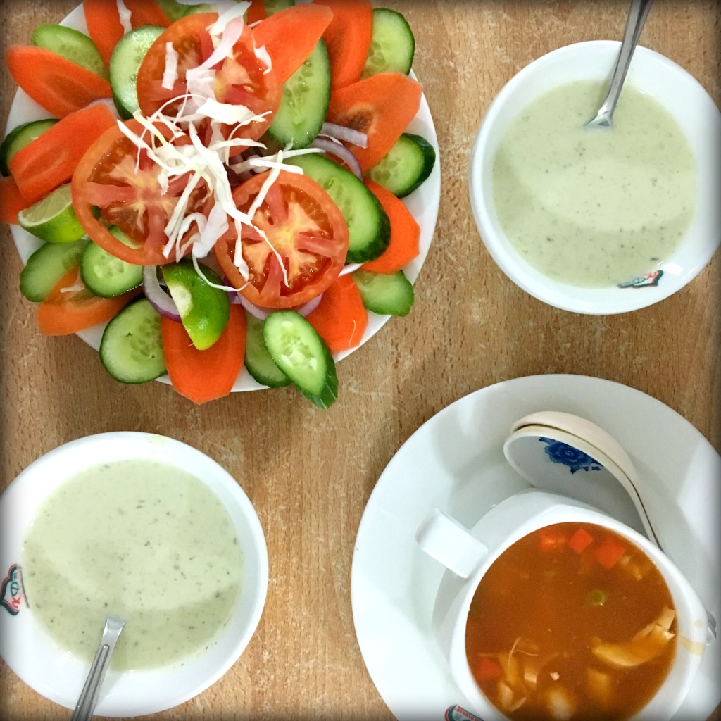 Soup and salad in Dubai