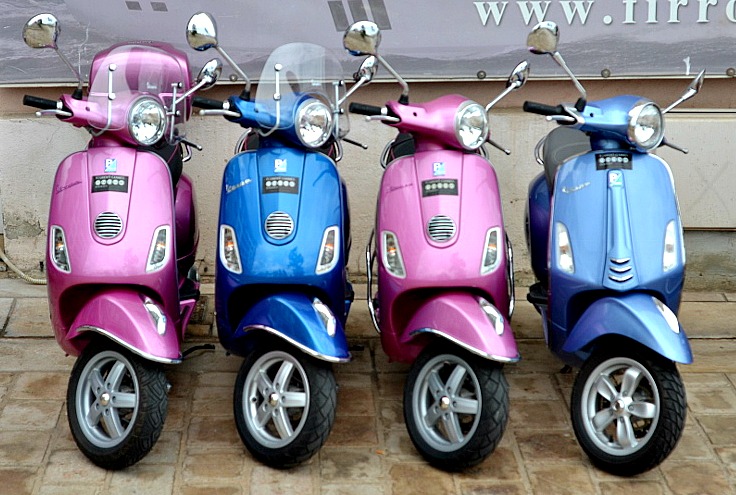 Mopeds in a row in Cannes, France