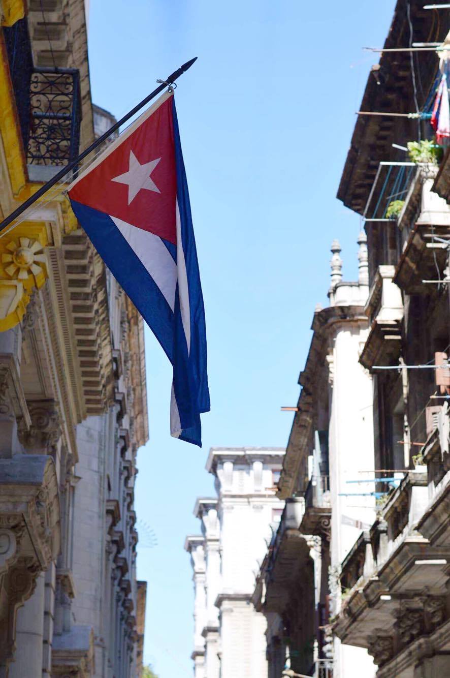 The Cuban flag flying in Havana, Cuba