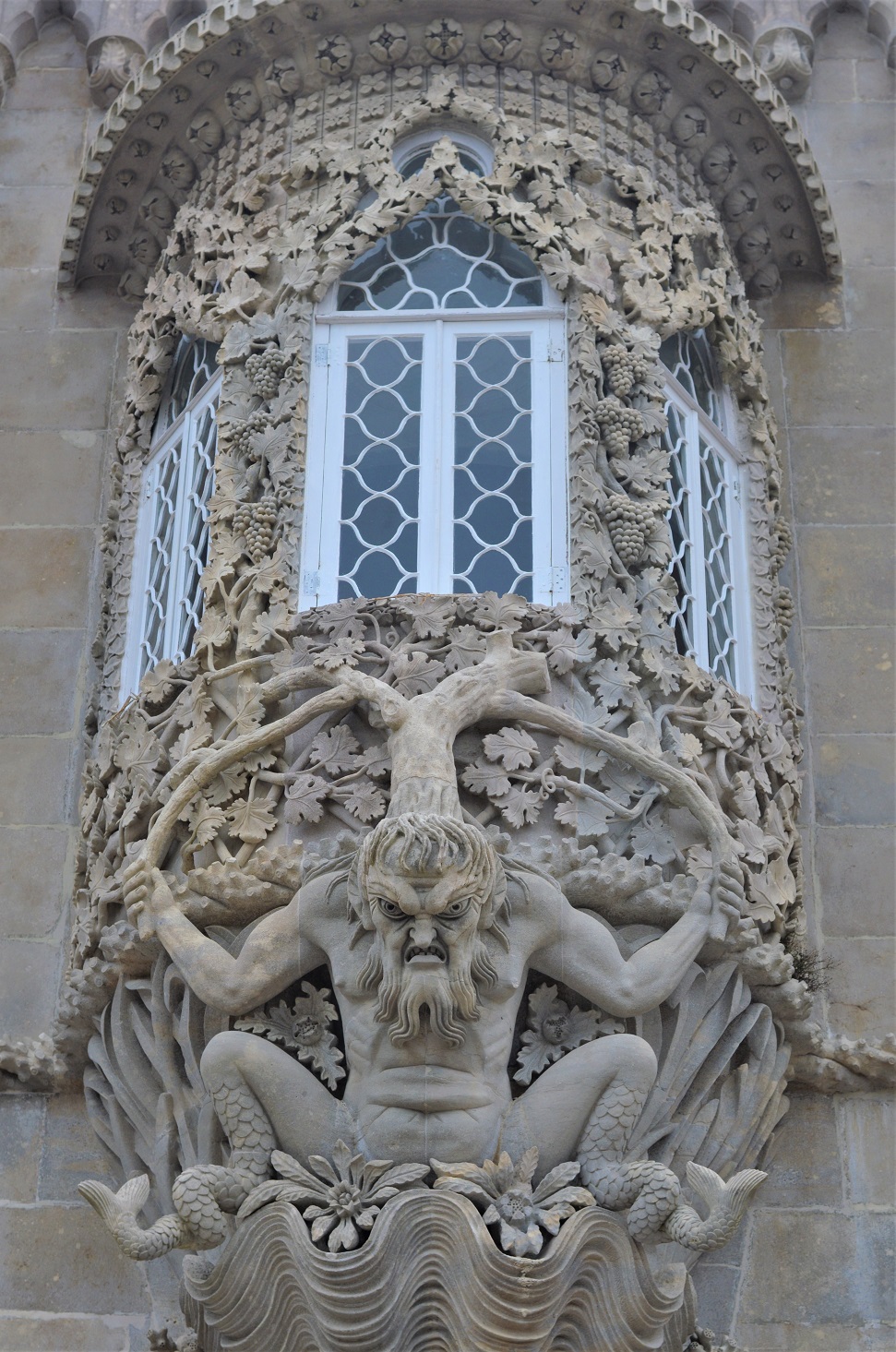 Detailed window in the Pena Palace in Sintra, Portugal