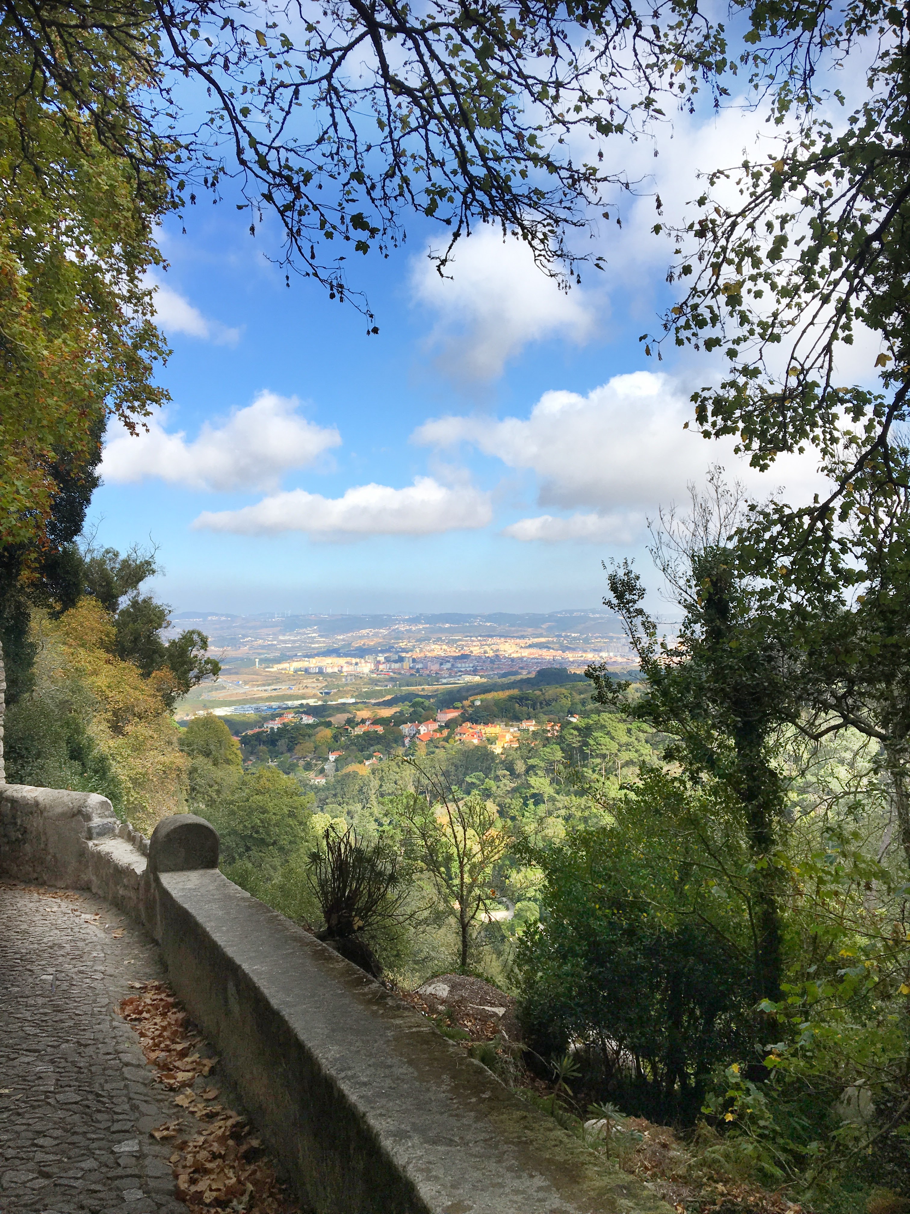 Panoramic view from the grounds of the Moorish Castle in Sintra, Portugal