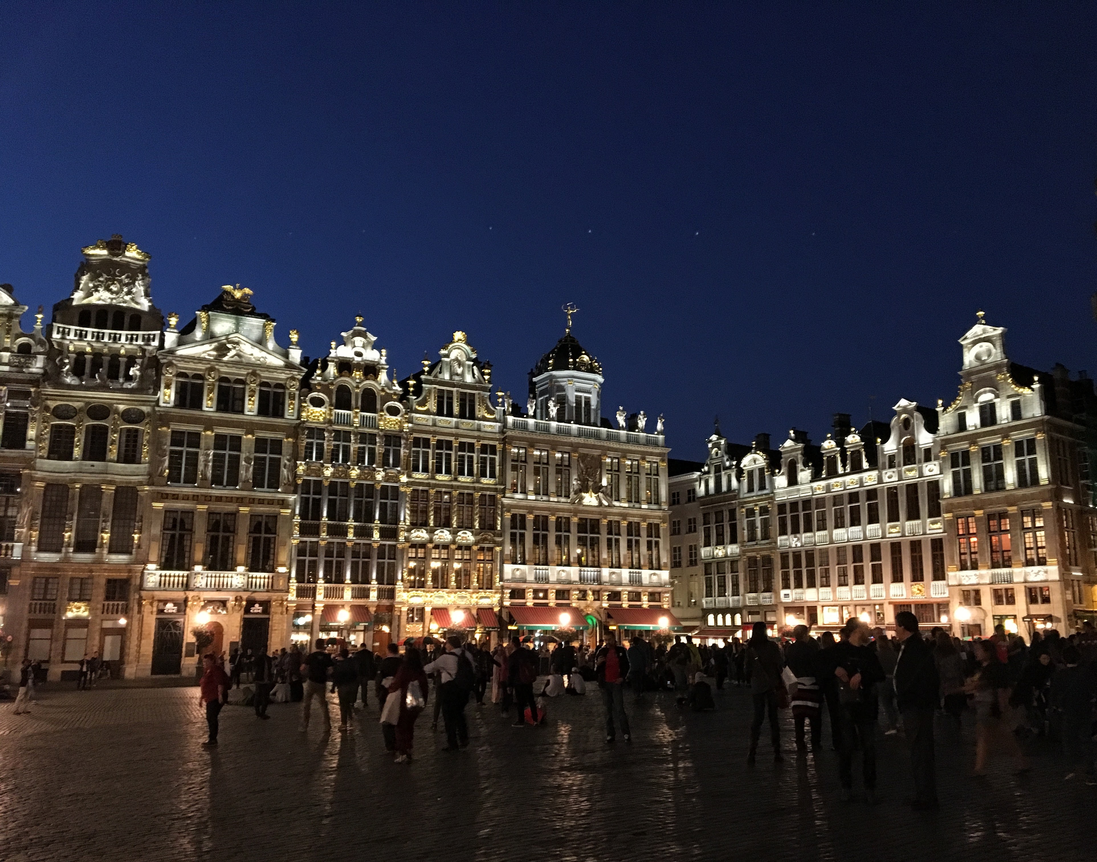 The Grand Place at night in Brussels, Belgium