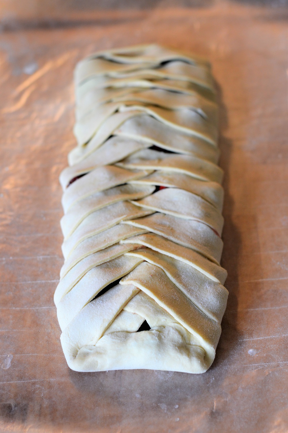 Unbaked mixed berry strudel