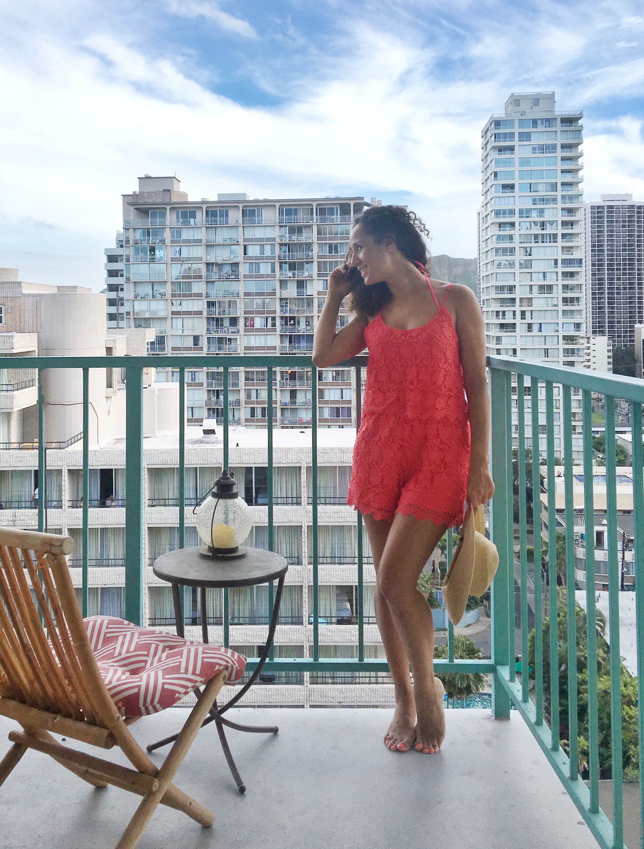 Overlooking Waikiki, Hawaii from the condo balcony