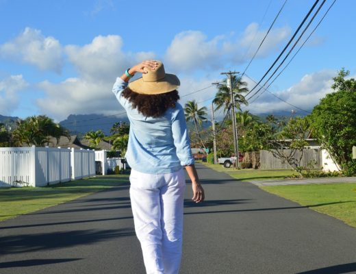 Walking on a quiet street in Oahu Hawaii