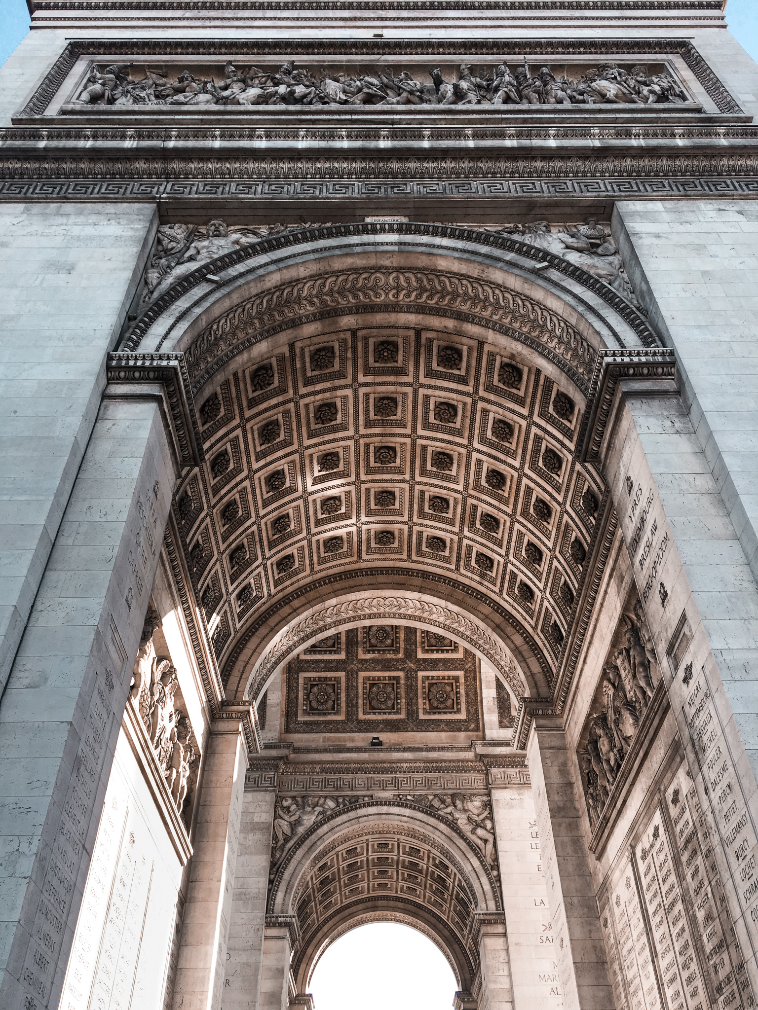 Under the Arc de Triomphe in Paris, France