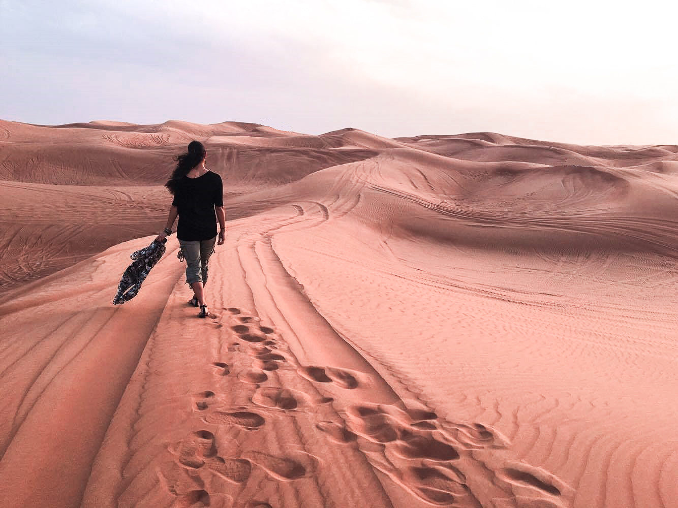 Walking in the Dubai desert