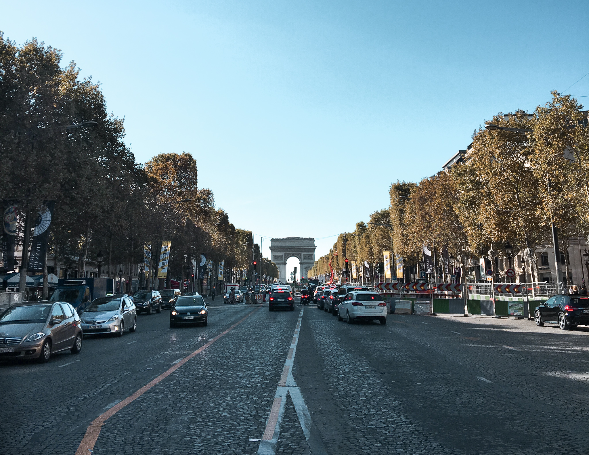 View of the Champs elysees in Paris, France