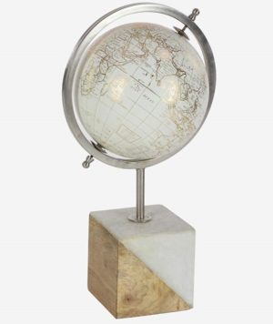 Wood and Marble Globe from Deco 79