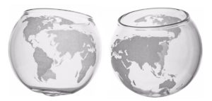 World Map Etched Rolling Rocks Glasses