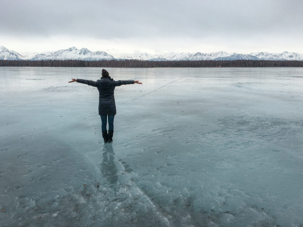 Frozen lake in Anchorage, Alaska