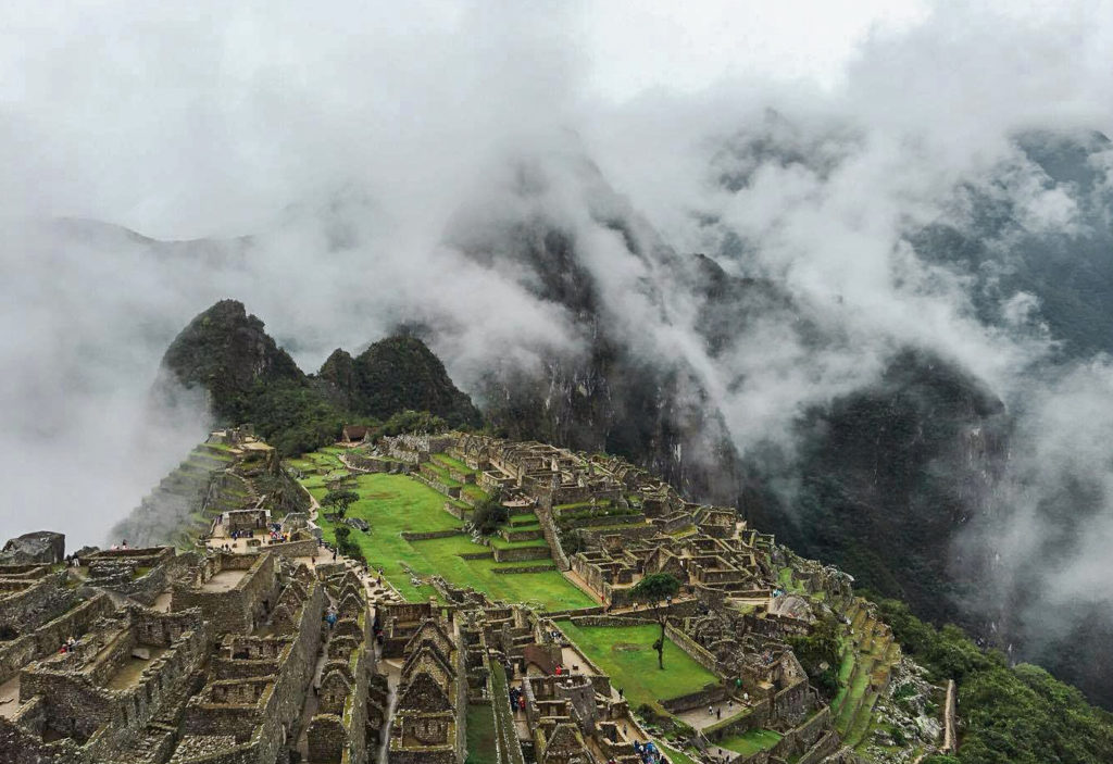 Misty day at Machu Picchu in Cusco, Peru