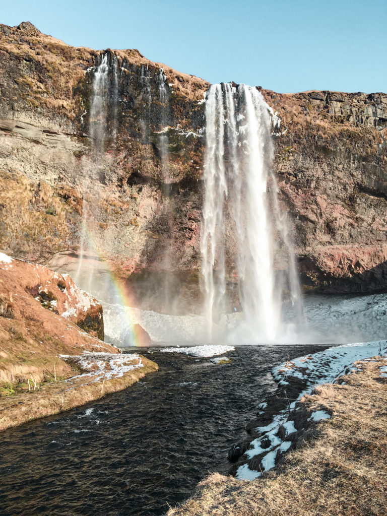 Seljandsfoss at sunset in Iceland