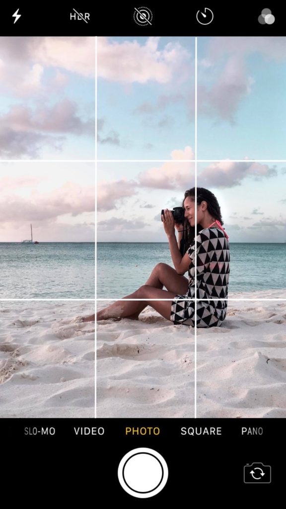 Using iphone grid to follow the photography rule of thirds