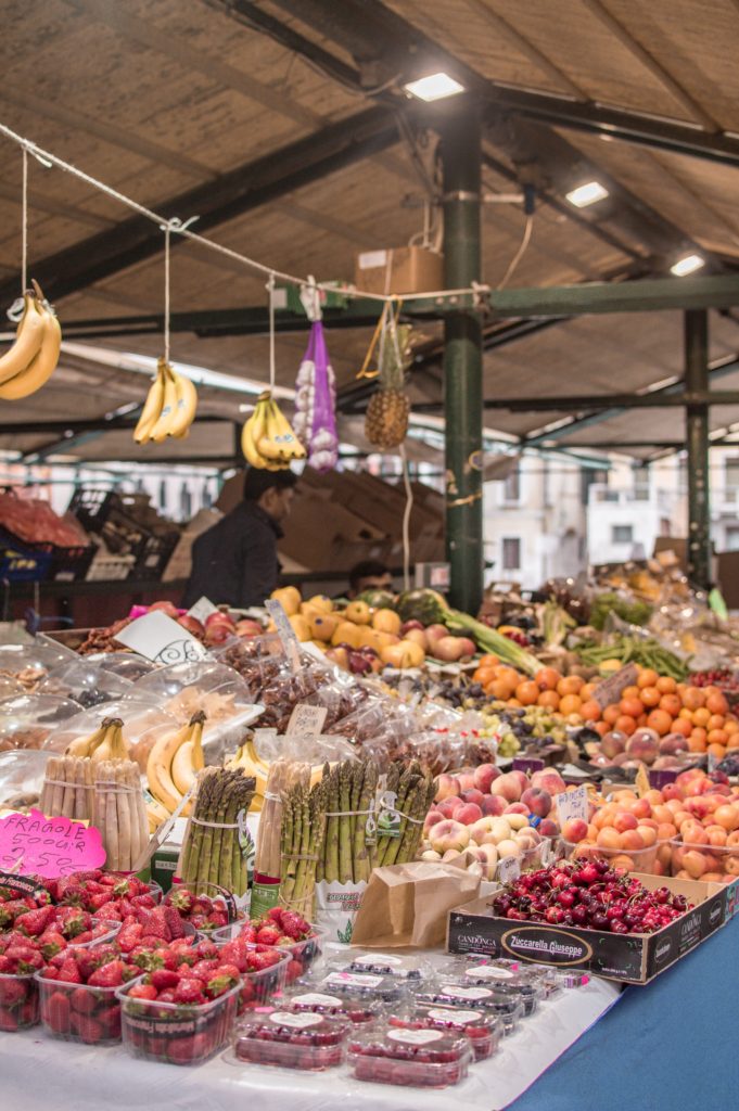 Fresh produce at a local market in Venice, Italy