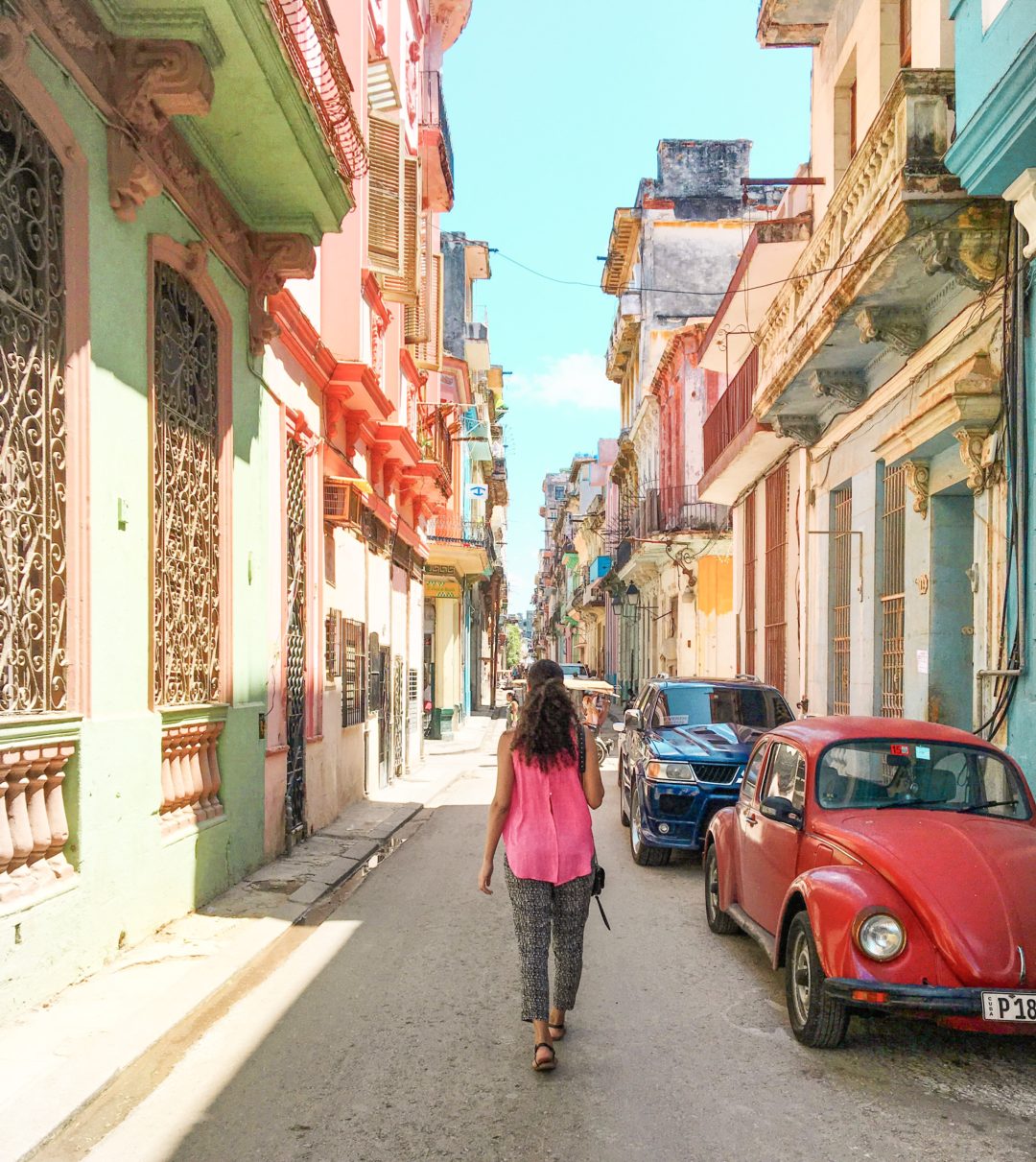 Walking in the colorful streets of Havana , Cuba